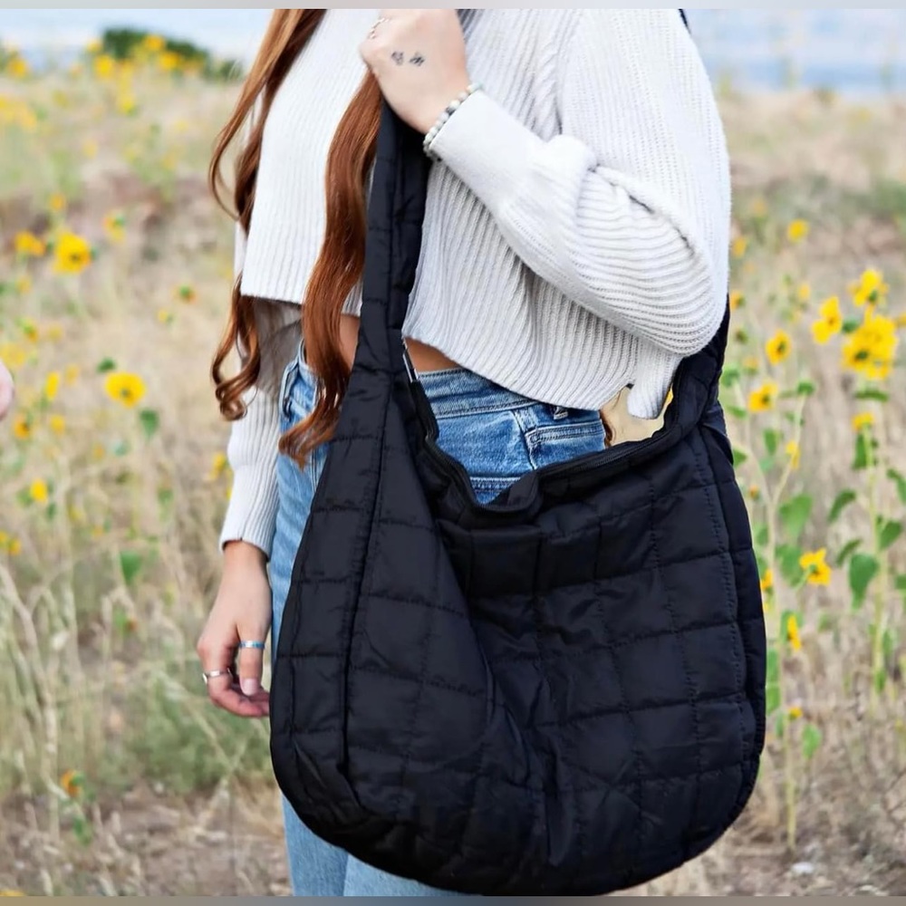 Quilted puff carry all side body bag